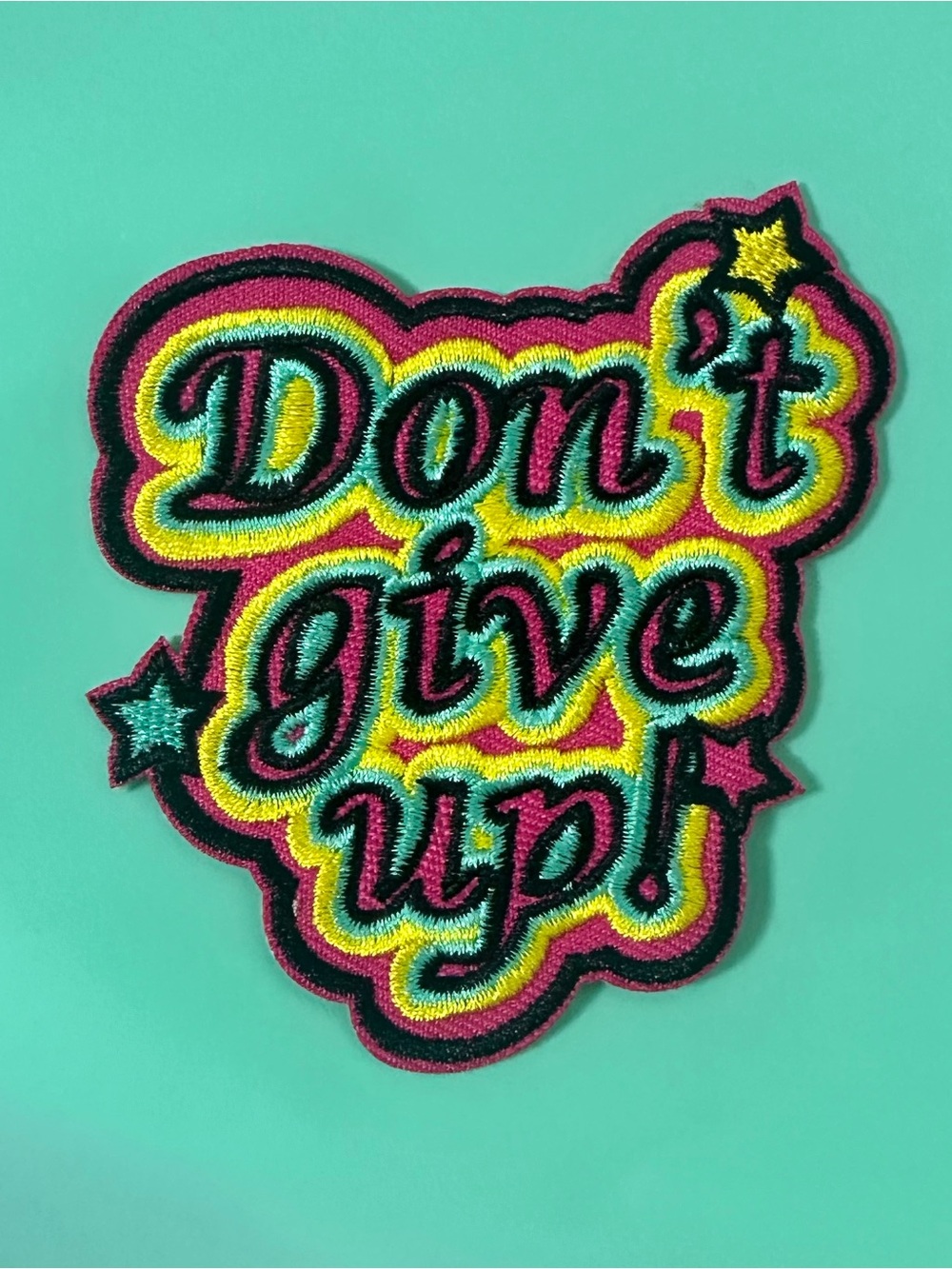 New Don’t Give Up Iron-On Patch | Motivational Embroidered Quote Appliqué